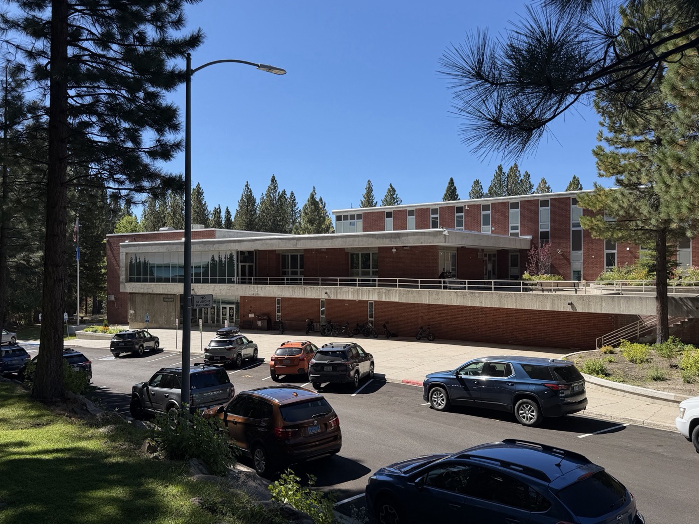 Incline High School's brick main building in Incline Village