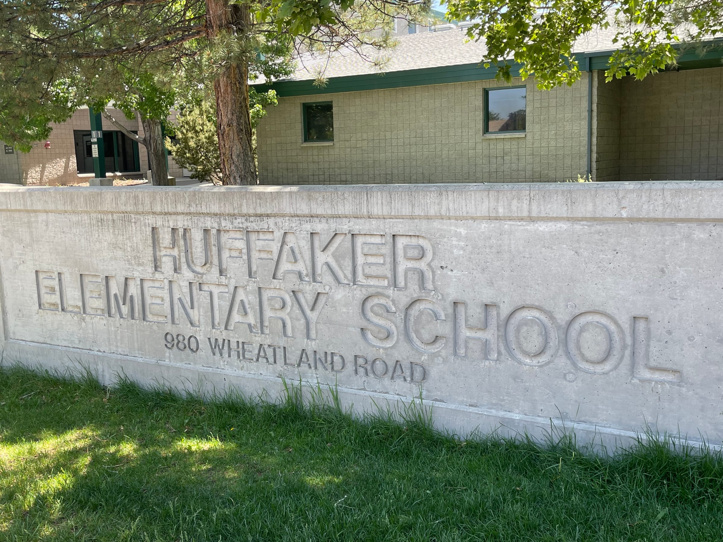 The sign for Huffaker Elementary School