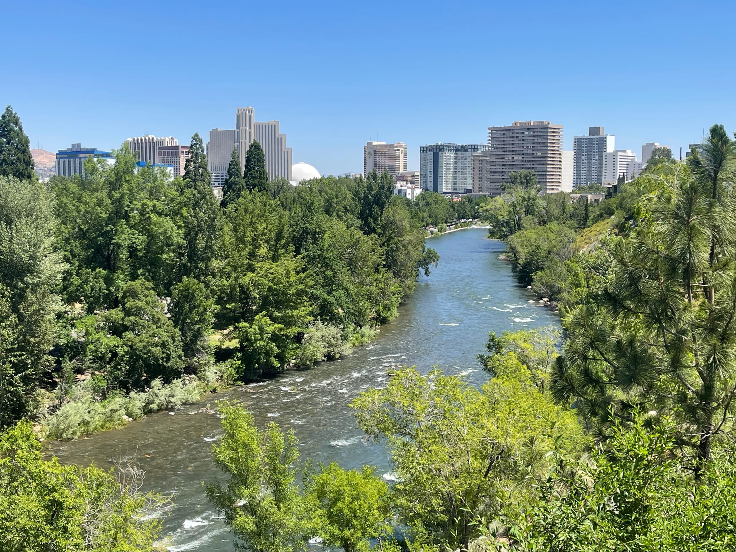 Downtown Reno's riverfront park along the Truckee River