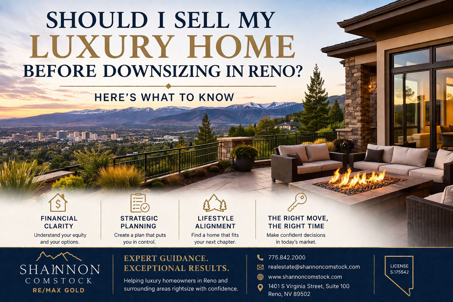 Luxury home with mountain views in Southwest Reno Nevada where Shannon Comstock helps homeowners downsize and rightsize into lifestyle homes in communities like Montreux, Galena Forest, and ArrowCreek