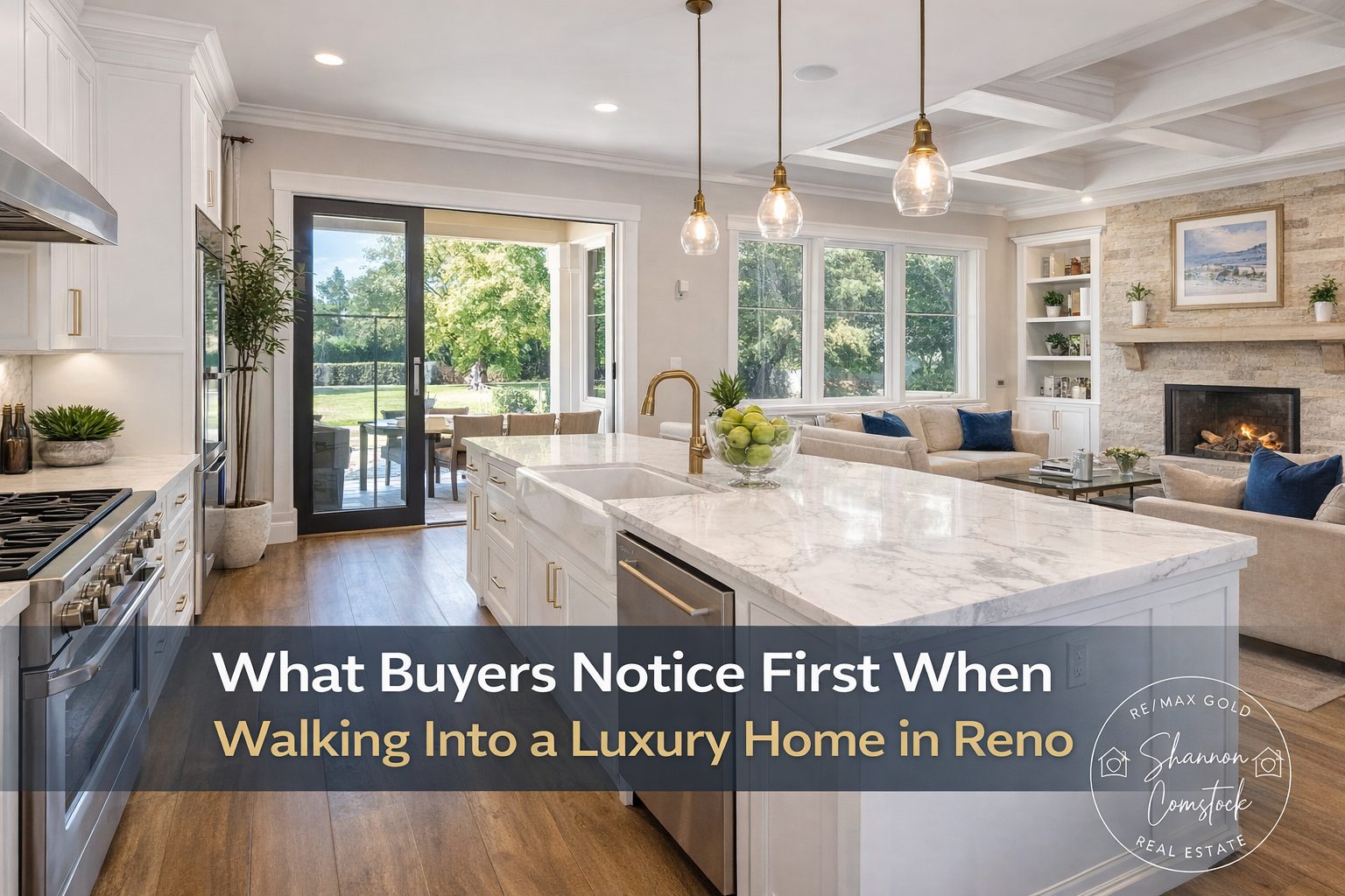Luxury home interior in Reno showing layout, kitchen, and design features buyers notice first